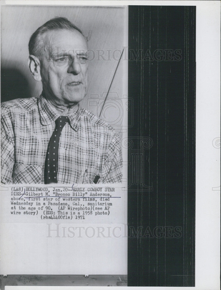 1971 Press Photo Gilbert Anderson, Western Actor Dies - Historic Images