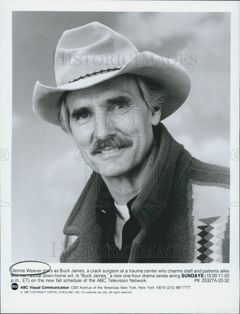 1987 Press Photo Dennis Weaver as &quot;Buck James&quot; - Historic Images