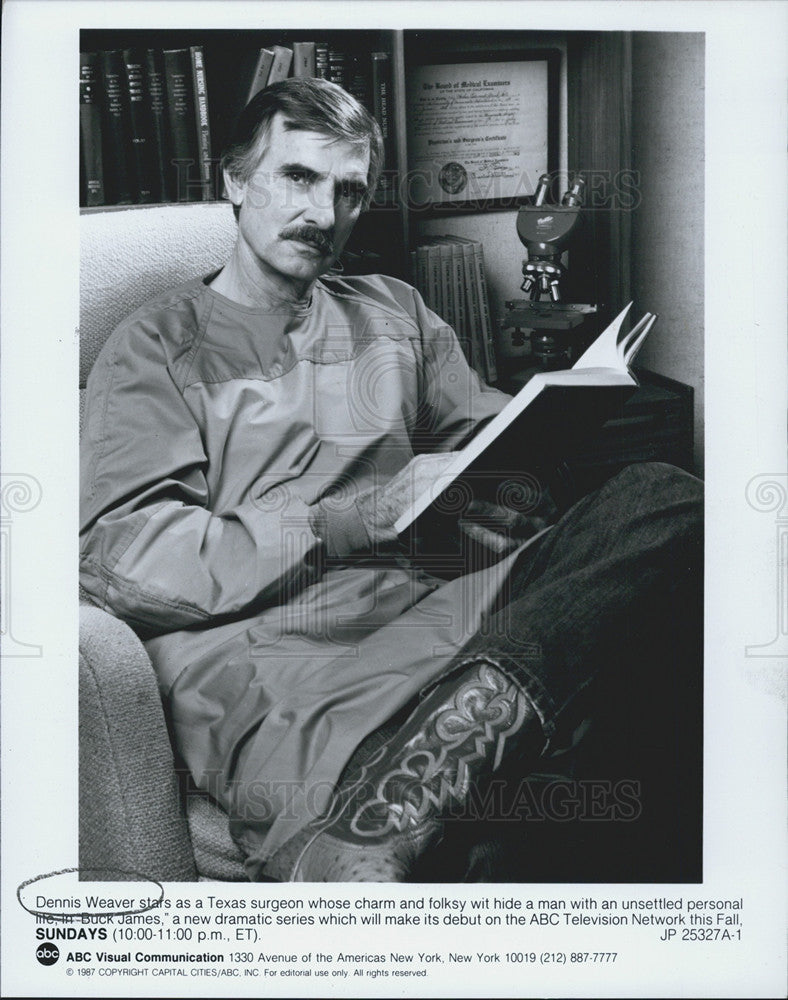 1987 Press Photo Dennis Weaver as &quot;Buck James&quot; - Historic Images