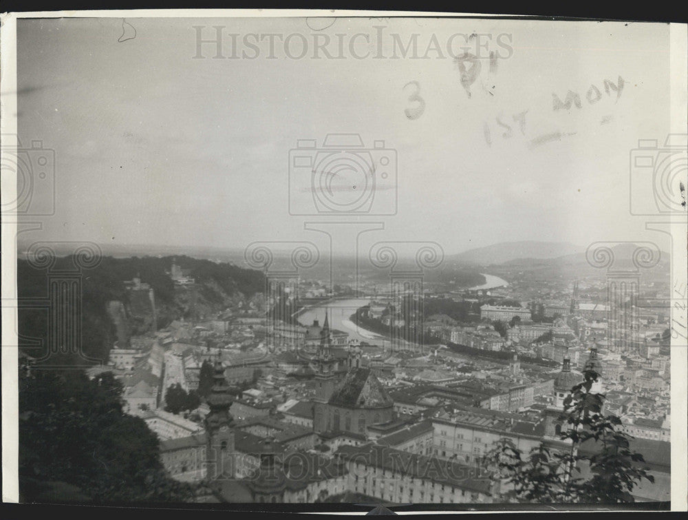 1934 Press Photo Salzburg Austria Aerial View River - Historic Images