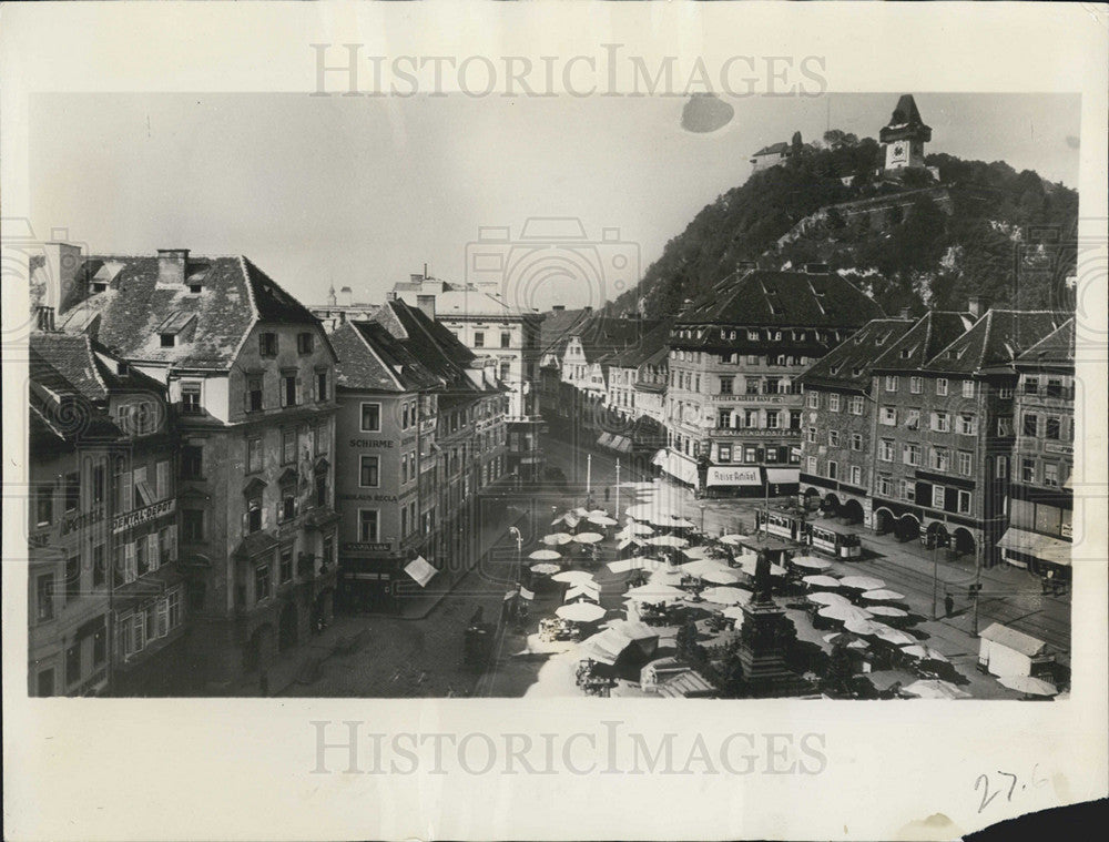 1934 Press Photo Graz Austria Aerial View Scene of Fighting - Historic Images