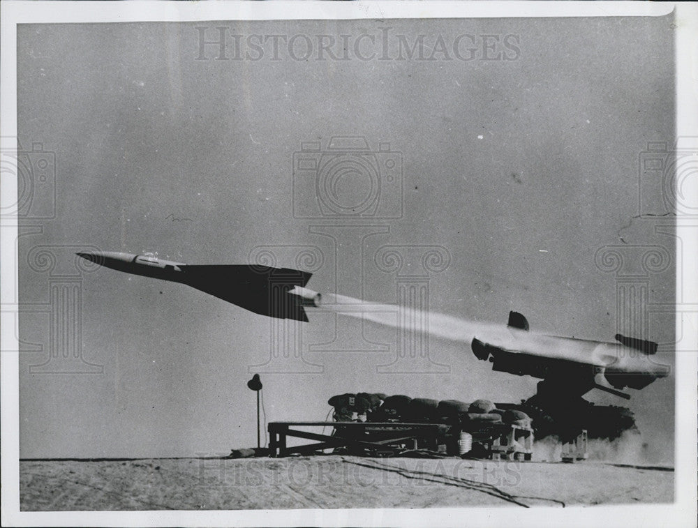 1959 Press Photo A Hawk Guided Missile Is Launched - Historic Images