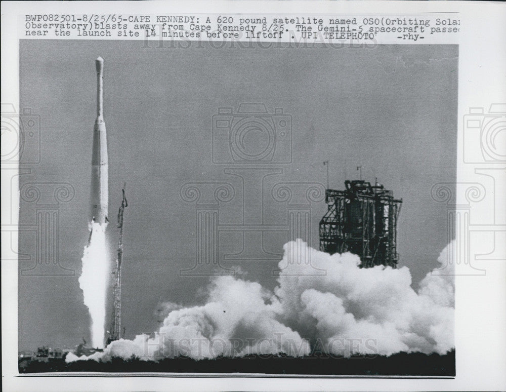 1965 Press Photo 620 LB Satellite OSO Launched At Cape Kennedy - Historic Images