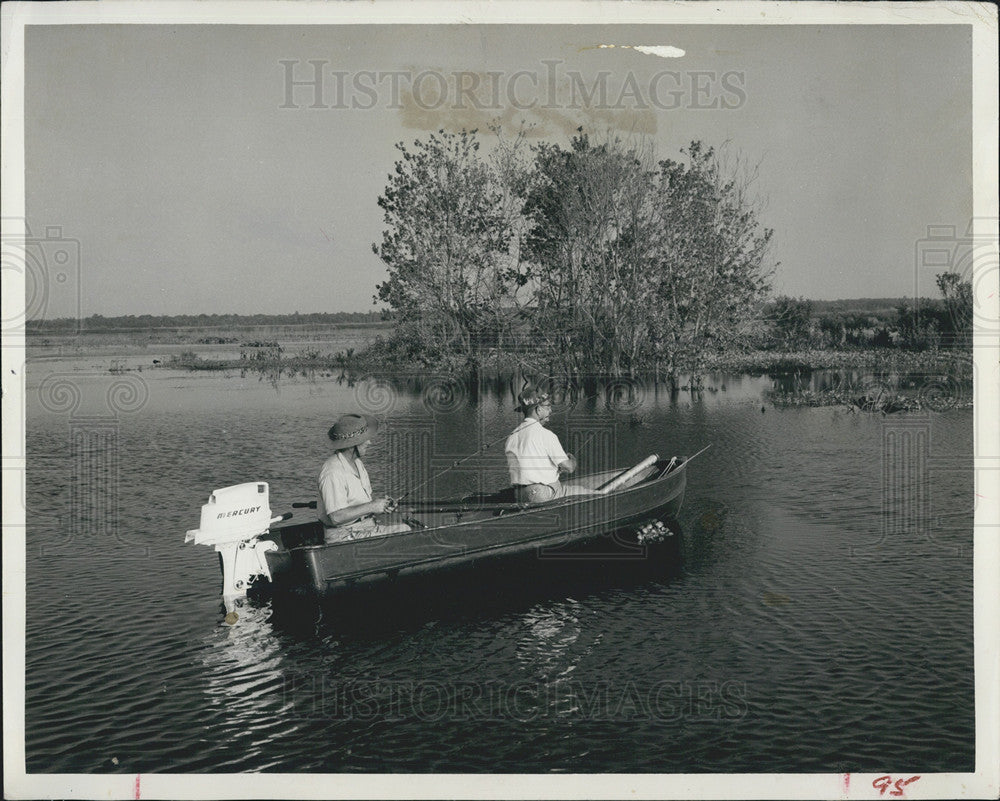 Press Photo Bass Fishing on a Florida Lake - Historic Images