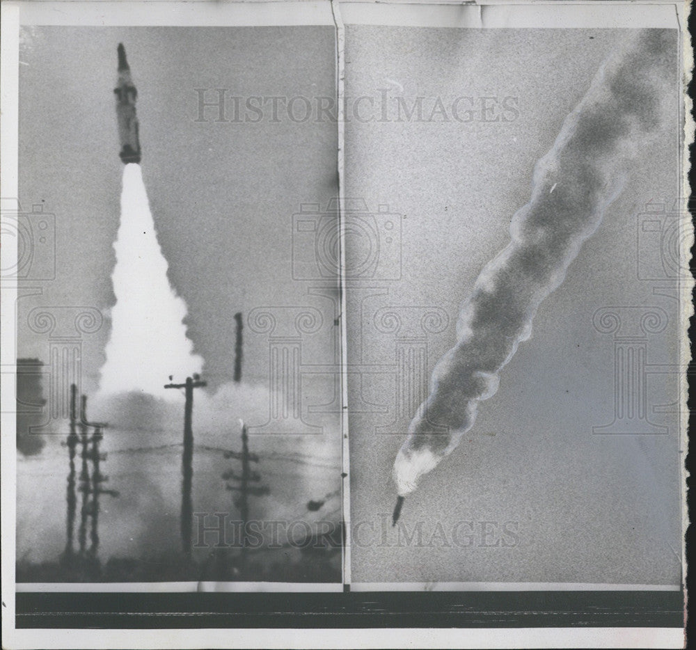 1959 Press Photo Polaris Missile in flight - Historic Images