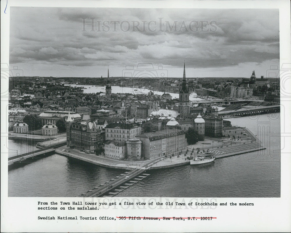 Press Photo Aerial view of Old Town in Stockholm, Sweden - Historic Images