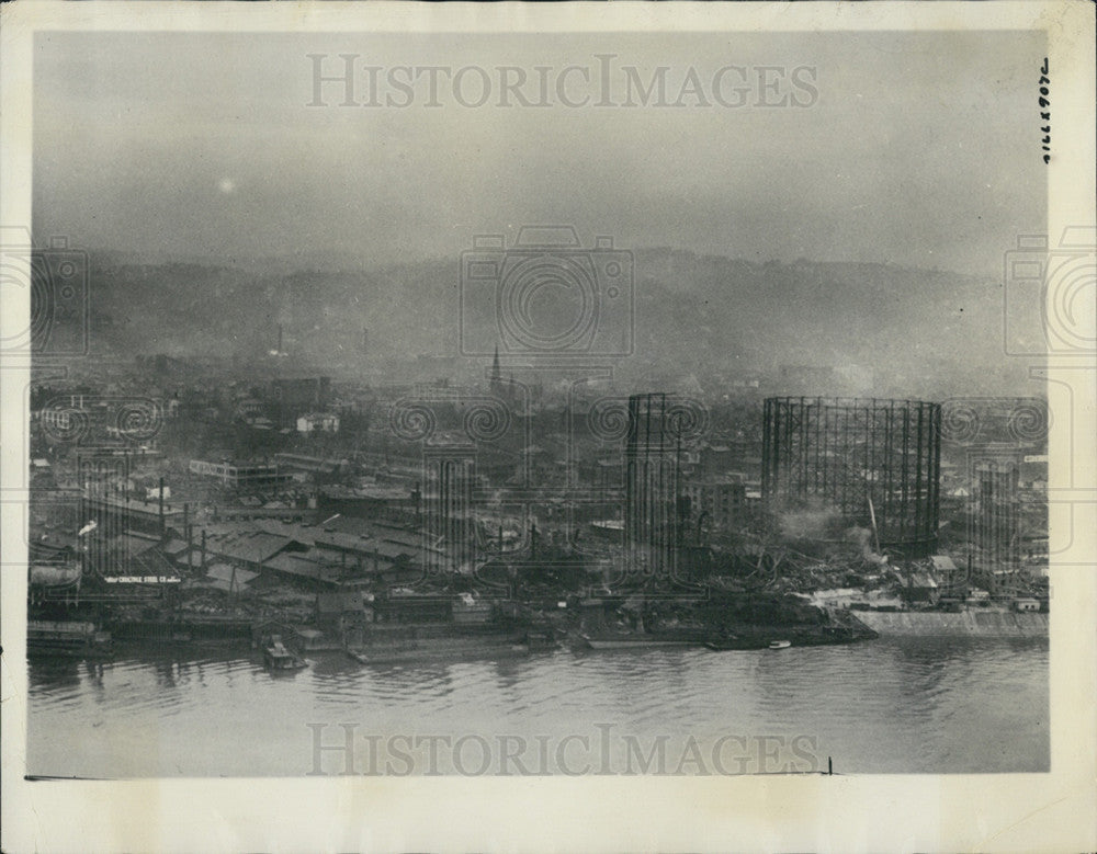 Press Photo A View From Duquesne Heights Of Pittsburgh Gas Explosion Wreckage - Historic Images