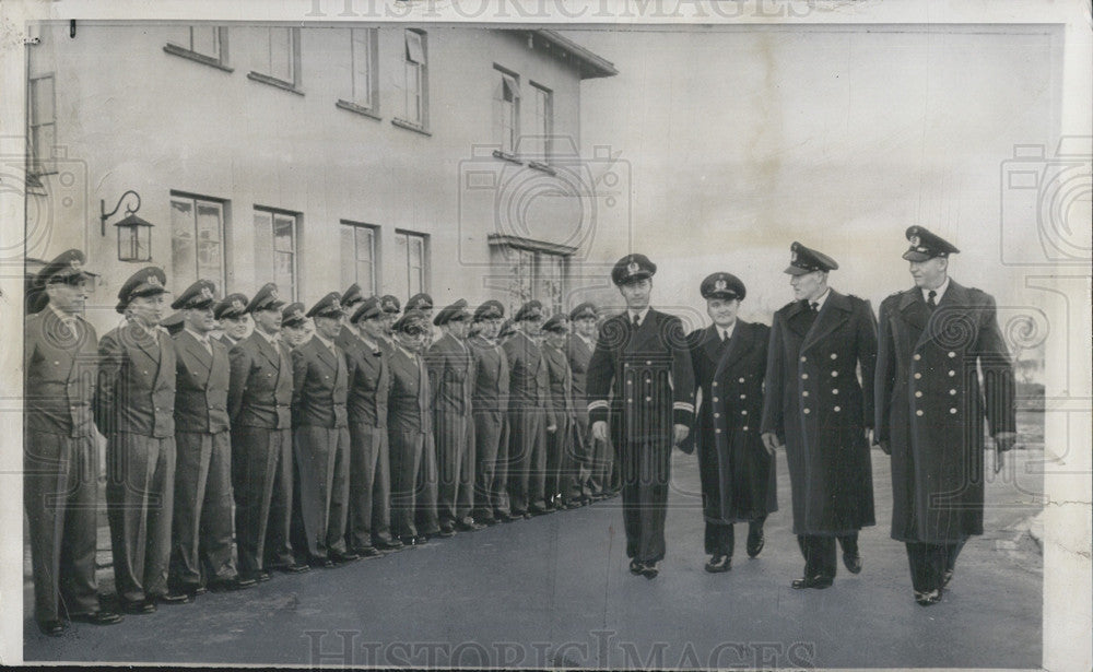 1956 Press Photo The West German Navy stand at attention for inspection - Historic Images