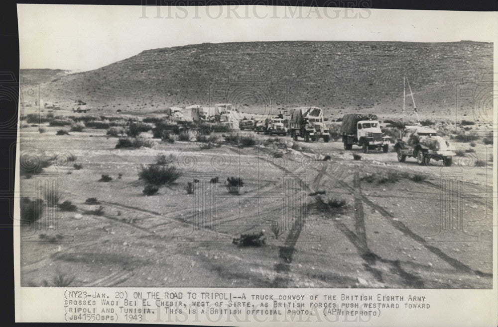 1943 Press Photo British Eighth Army Crosses Wadi Bei El Chebir - Historic Images