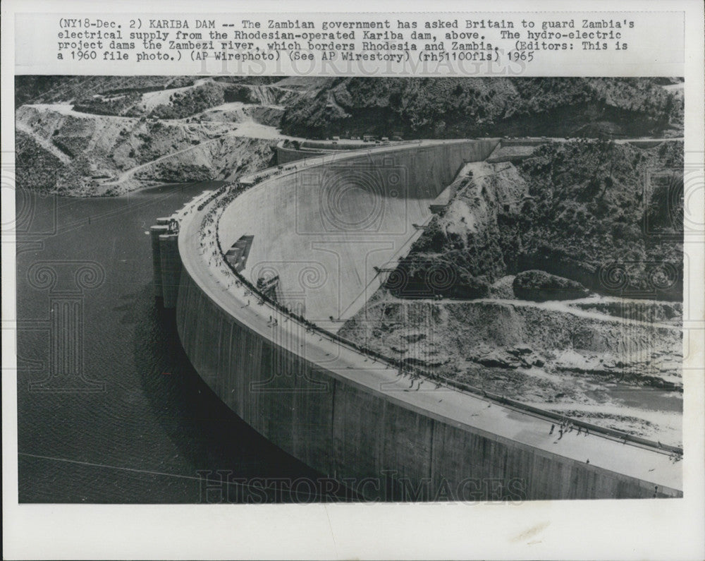 1965 Press Photo The Kariba Dam In Zambia, 1960 Copy - Historic Images