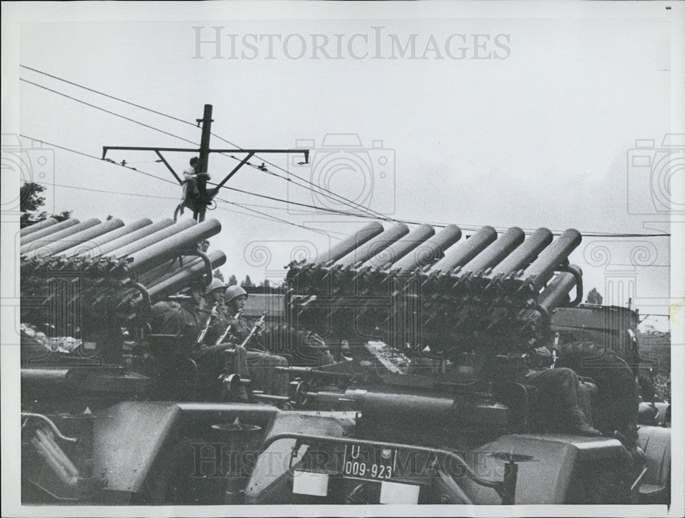 1957 Press Photo Poland Military Parade 13th Anniversary Communism Poznan - Historic Images