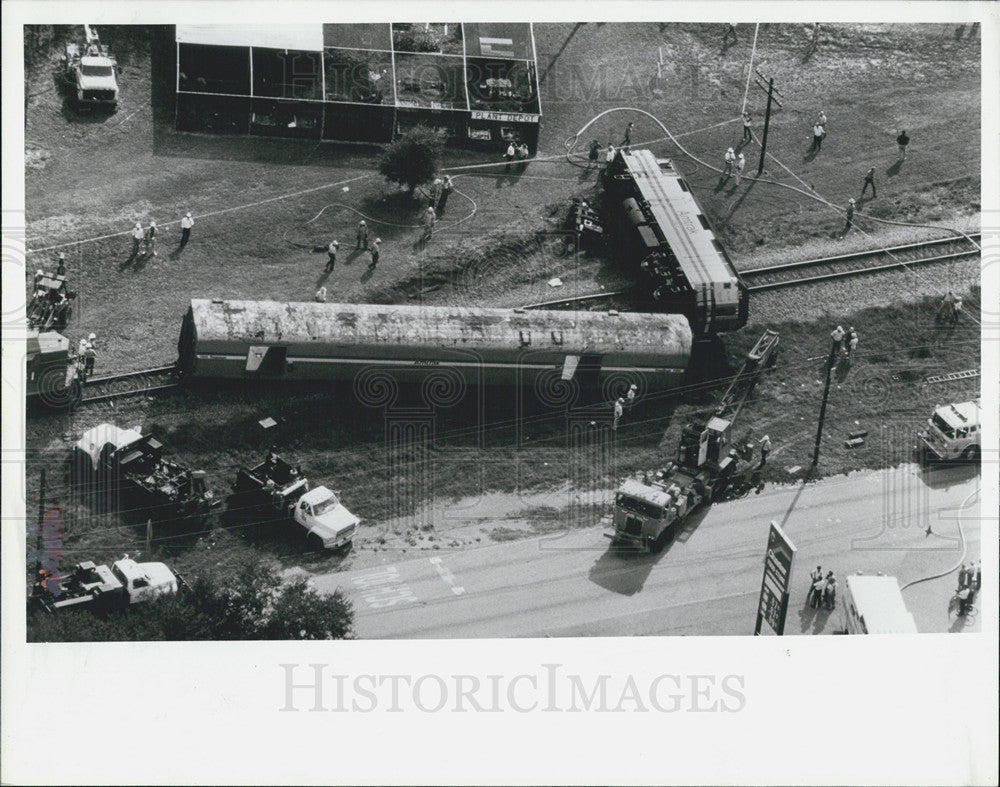 1987 Press Photo Amtrak Train Derailment Hillsborough County Florida Aerial - Historic Images