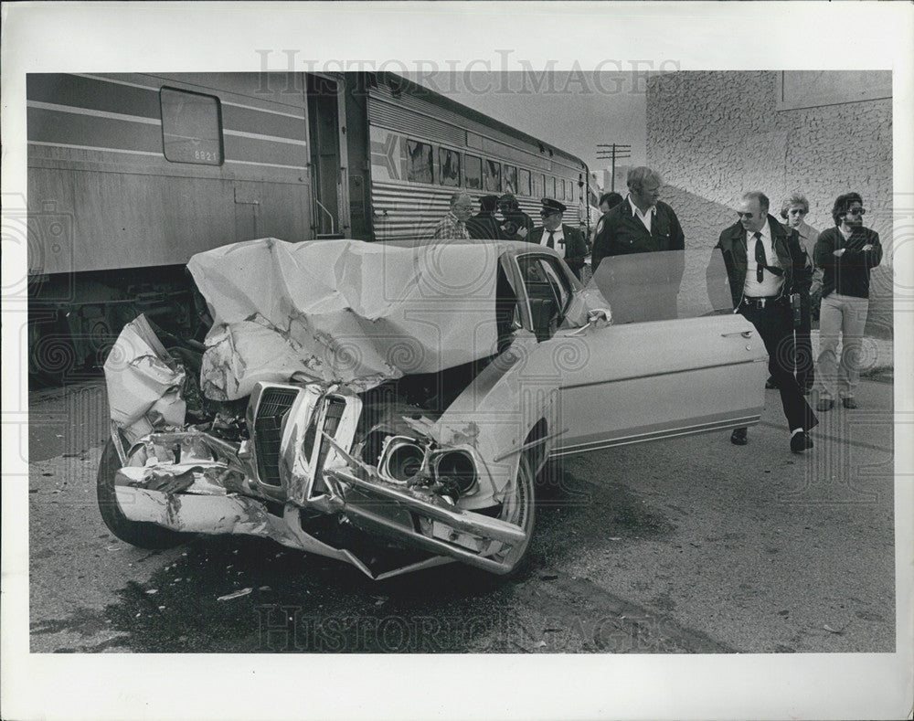 1980 Press Photo Car Amtrak Train Collision Clearwater Florida - Historic Images