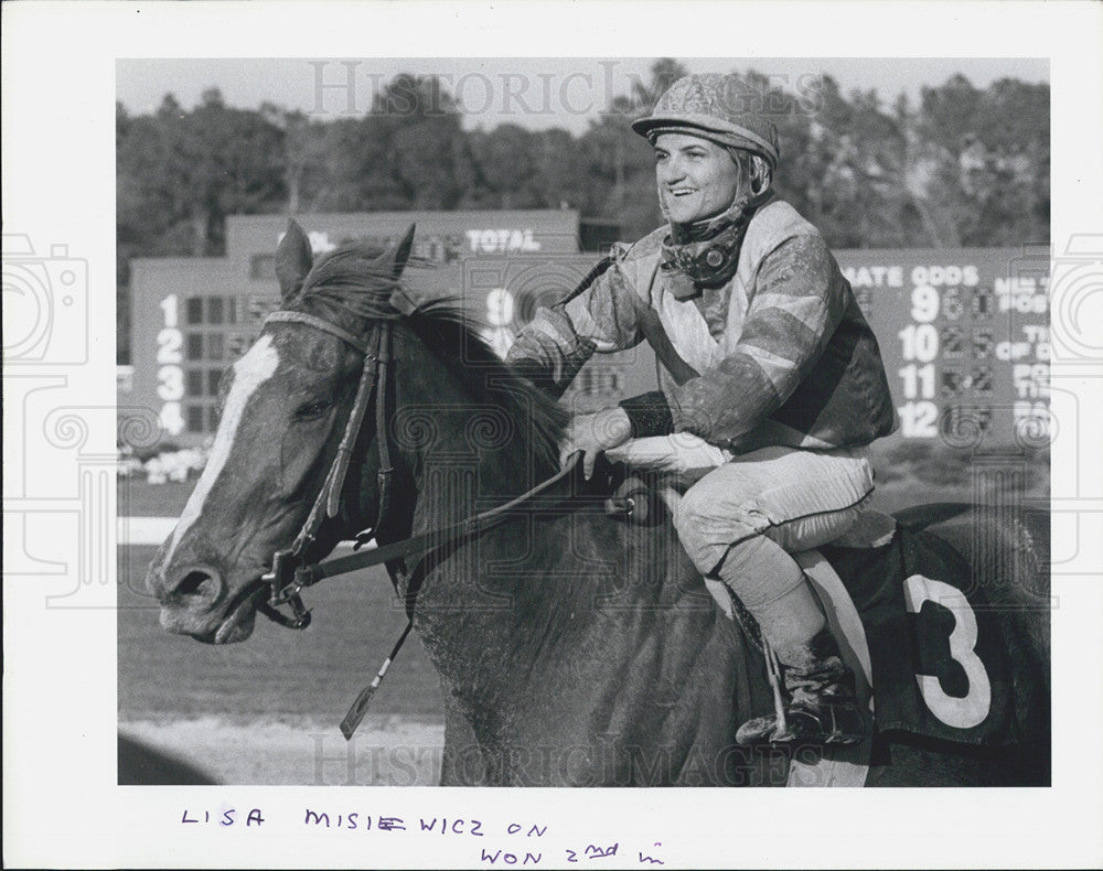 Press Photo of Lisa Misiewiczon, Equestrian. - Historic Images