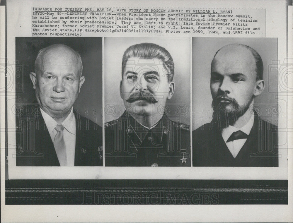 1972 Press Photo Soviet Leninist Leaders,Khrushchev,Stalin,Lenin - Historic Images