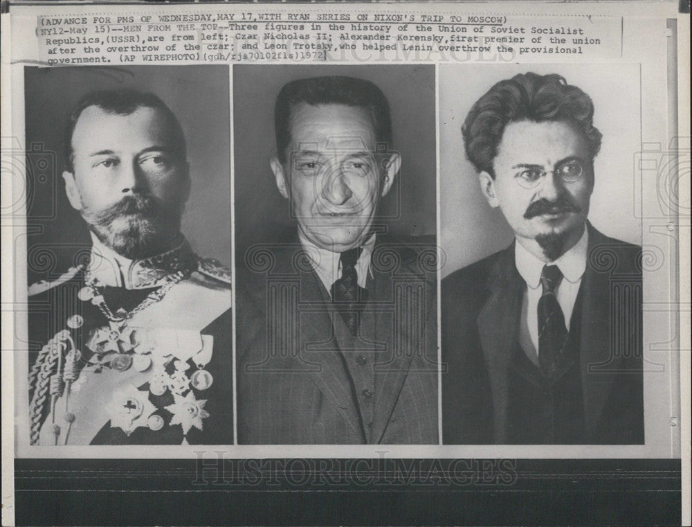 1972 Press Photo Soviet historical figures,Nicholas II,Kerensky,Trotsky - Historic Images