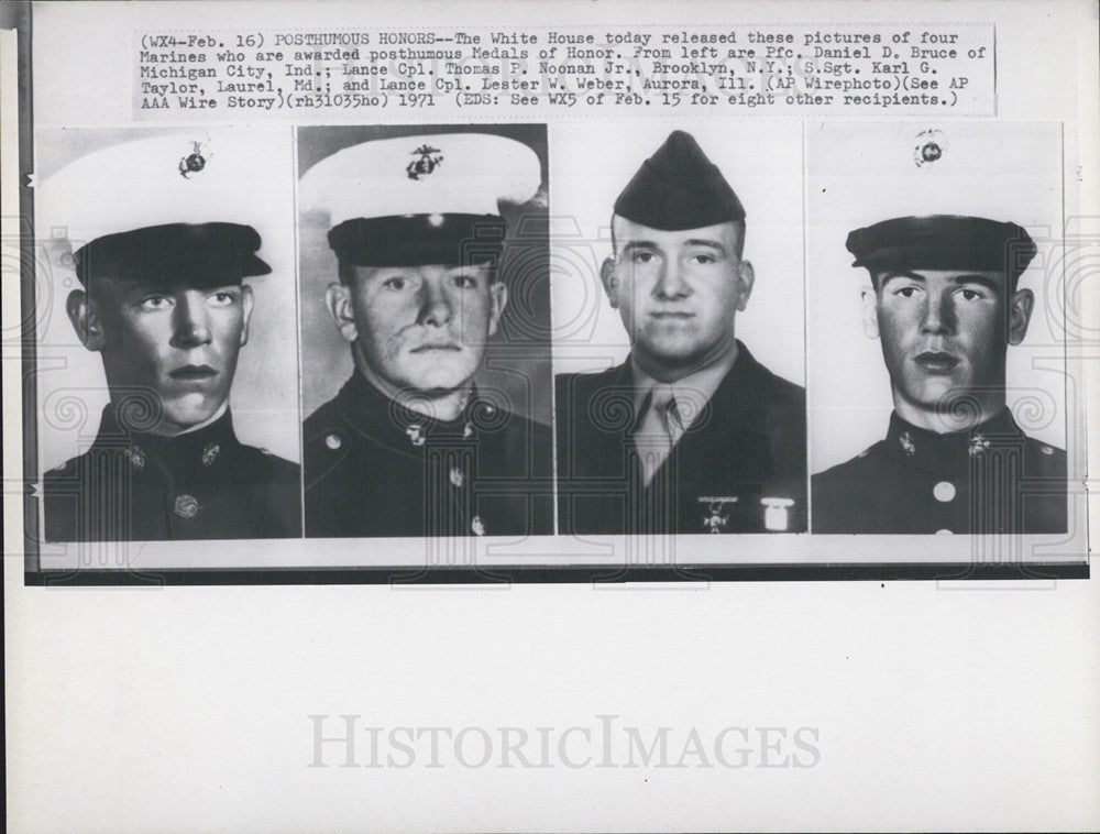 1971 Press Photo Posthumous Medals of Honor awarded to 4 marines - Historic Images