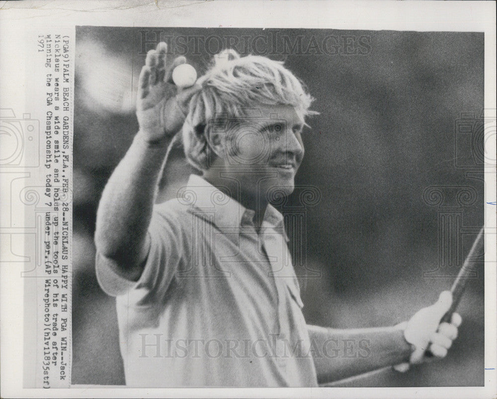 1971 Press Photo Jack Nicklaus wins PGA Championship - Historic Images