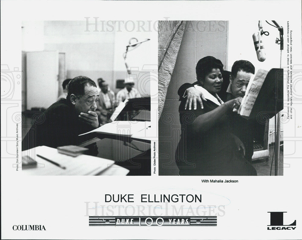 Press Photo Musician Duke Ellington In Recording Studio With Mahalia Jackson - Historic Images