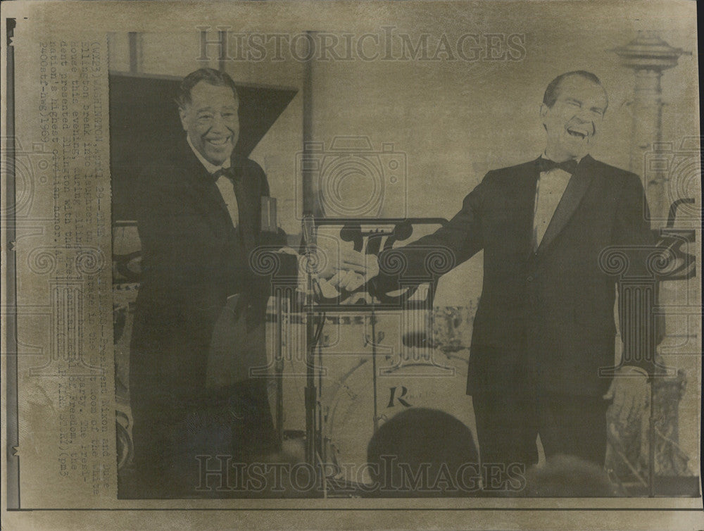 1969 Press Photo President Nixon and Duke Ellington - Historic Images