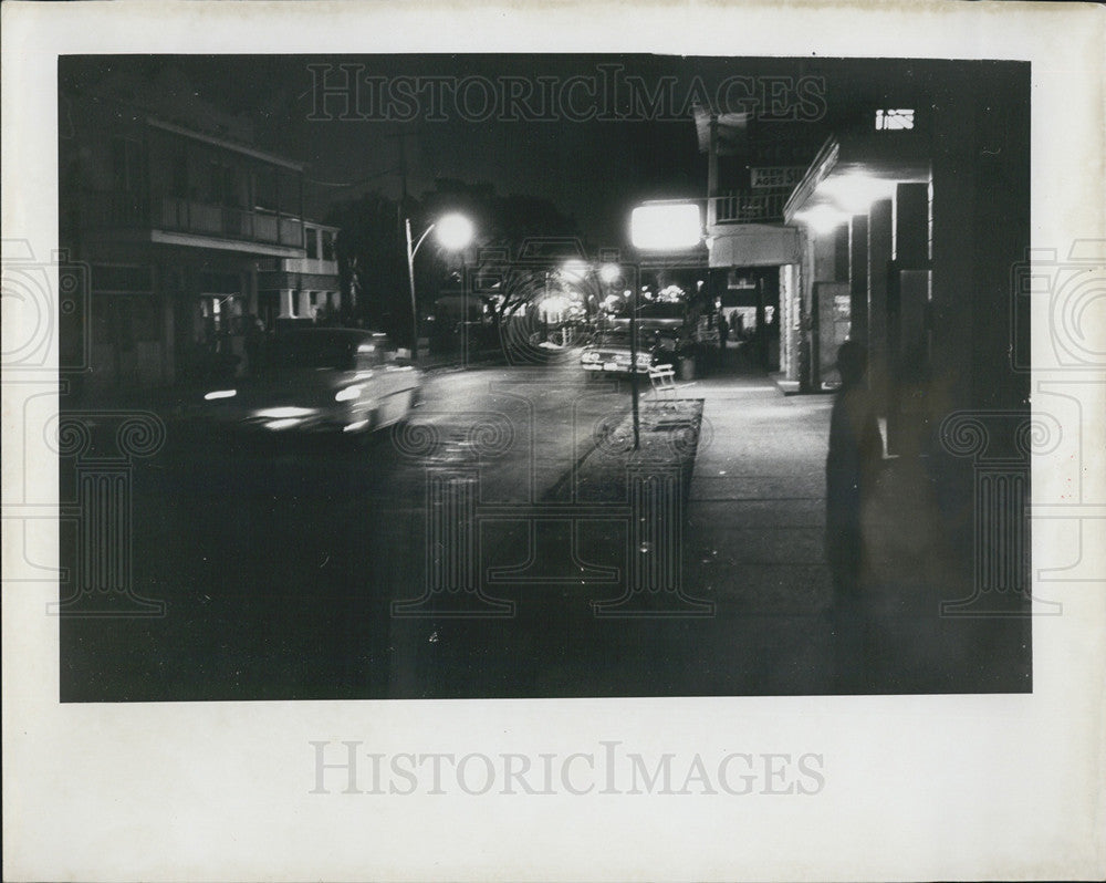 1967 Press Photo St Petersburg Florida street at night - Historic Images