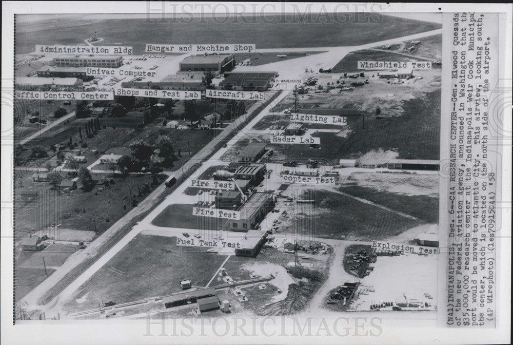 1958 Press Photo Federal Aviation Agency, Research Center, Indianapolis - Historic Images