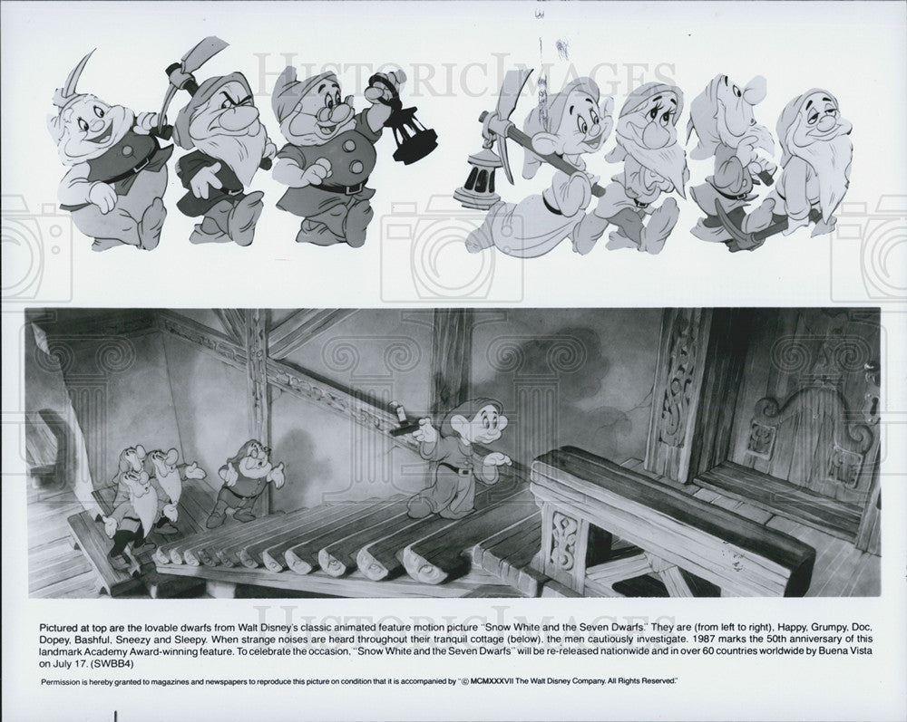 1988 Press Photo Disney&#39;s &quot;Snow White And Seven Dwarfs&quot; In Cottage - Historic Images