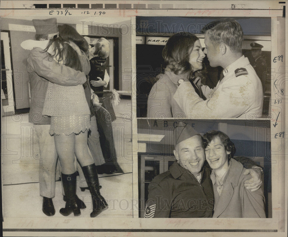 1971 Press Photo U.S. Capt. Joseph Mangino receives welcome from wife nancy - Historic Images