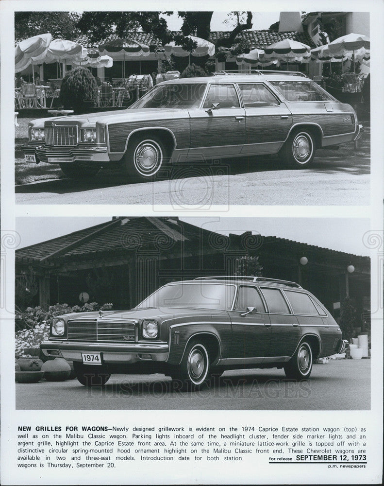 1973 Press Photo New grills for the 1974 Caprice Estate Station Wagon - Historic Images