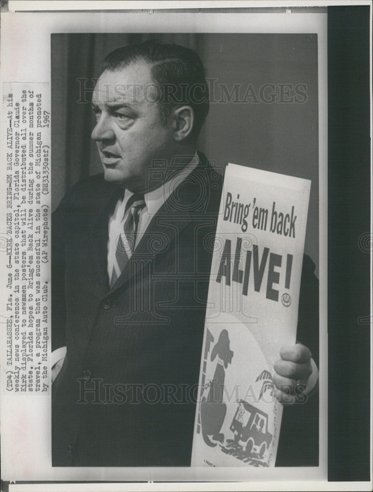 1967 Press Photo Fla. Gov Claude Kirk - Historic Images