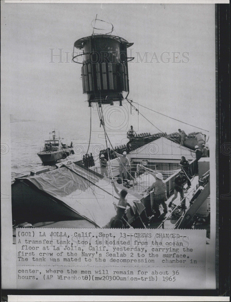 1965 Press Photo Transformer Tank, La Jolia California, Sealab 2 - Historic Images