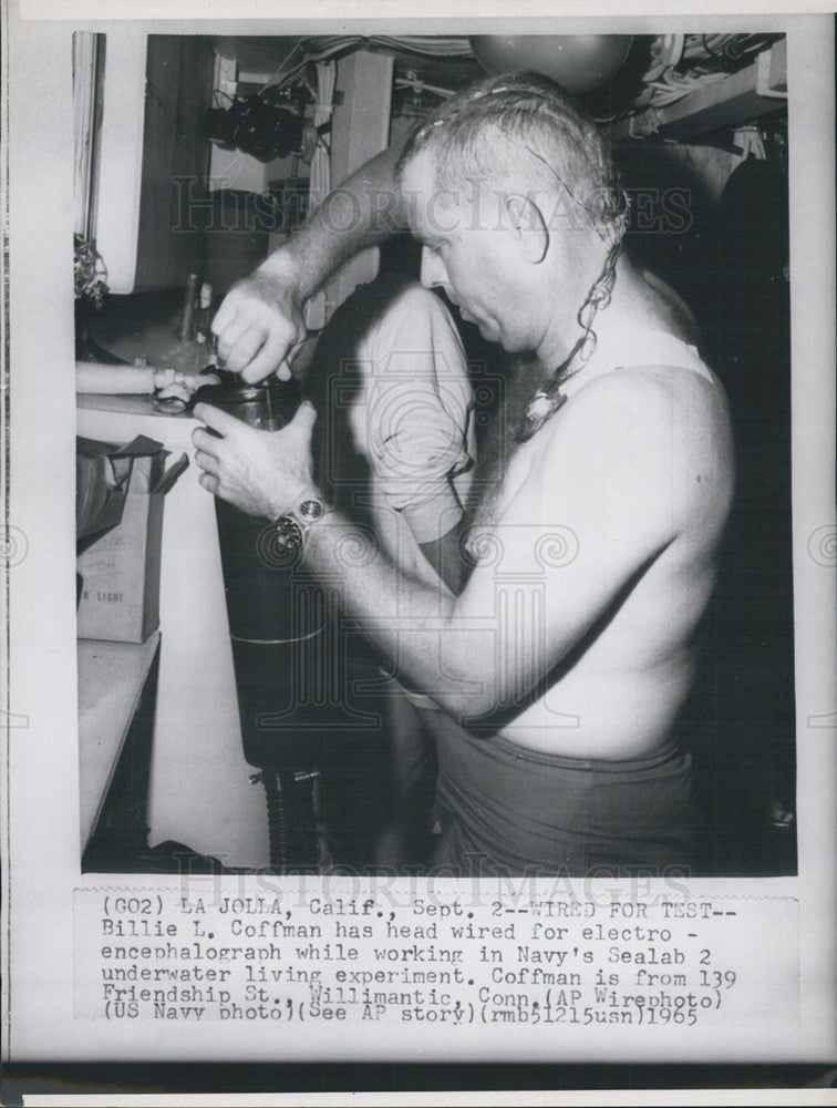 1965 Press Photo Billie Coffman, Navy Sealab 2 - Historic Images