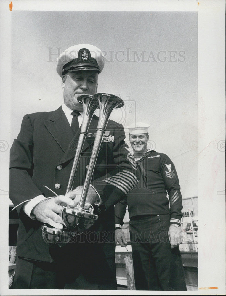Press Photo Navy Boys With Horns - Historic Images