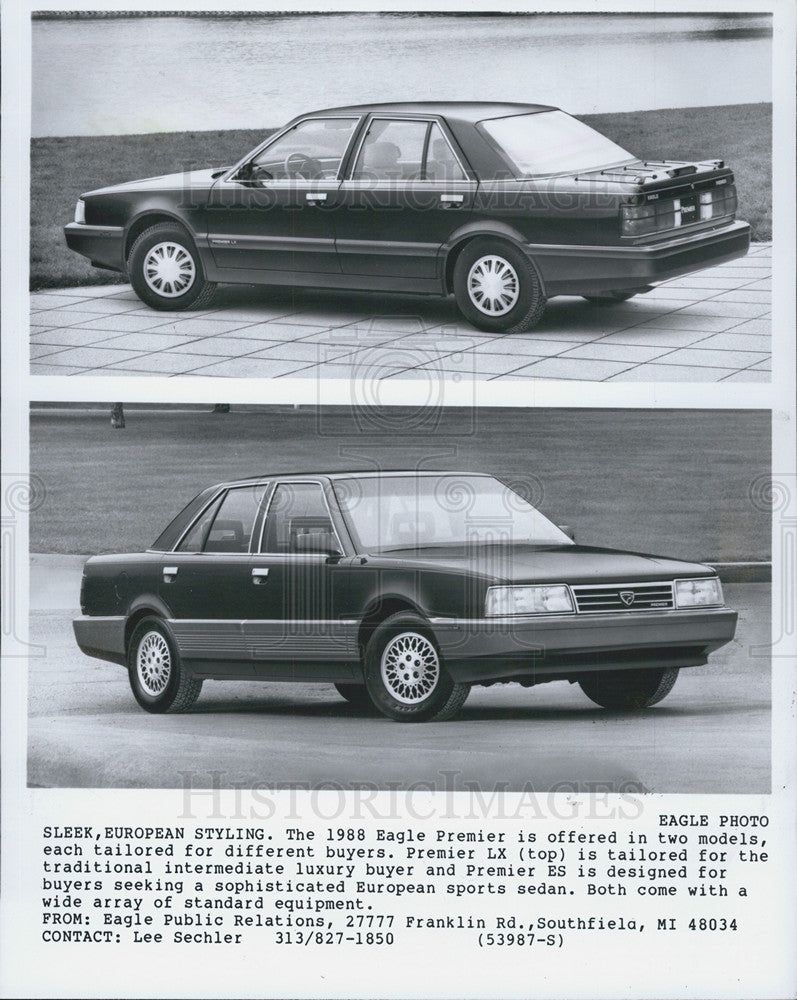 1988 Press Photo Eagle Premier LX (Top) &amp; Prmier ES (Bottom) - Historic Images