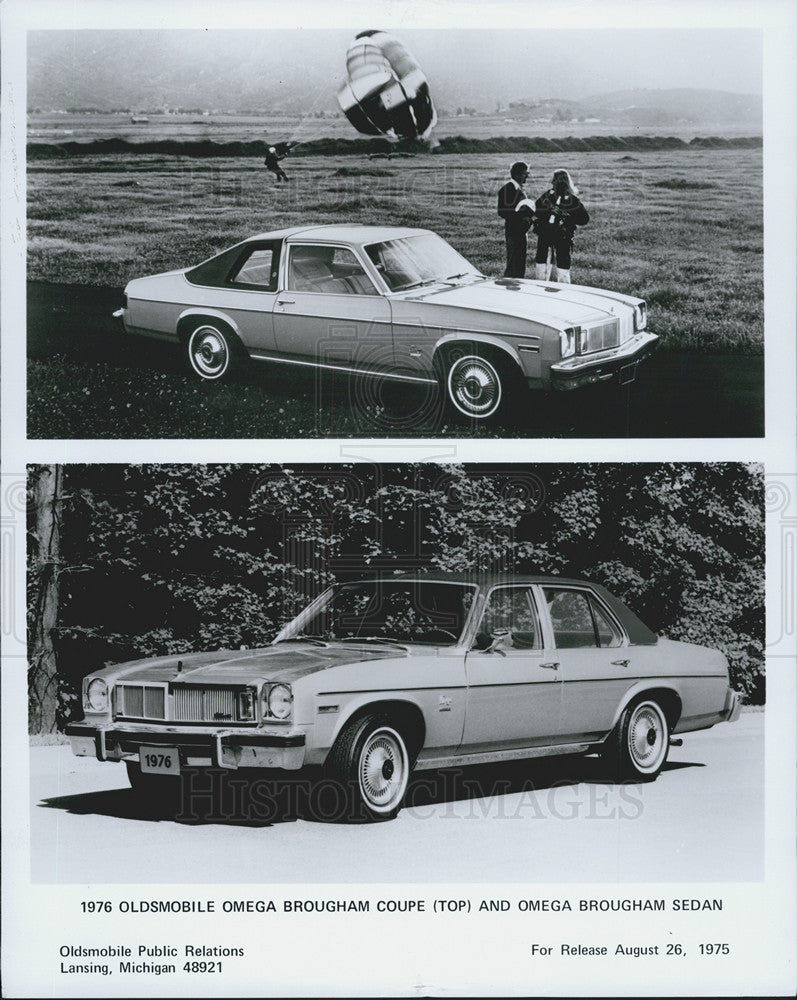 1975 Press Photo 1976 Oldsmobile Omega Broughm Coupe Sedan