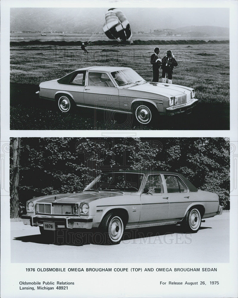 1975 Press Photo 1976 Oldsmobile Omega Broughm Coupe Sedan