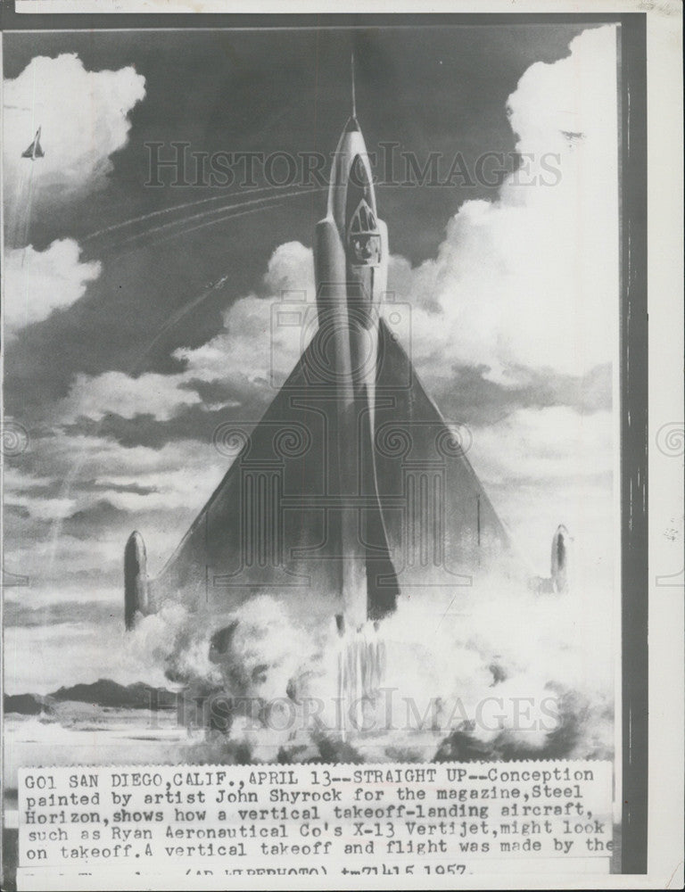 1957 Press Photo X-13 Jet launch - Historic Images