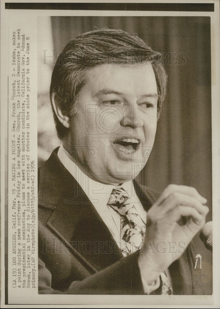 1976 Press Photo Senator Frank Church - Historic Images