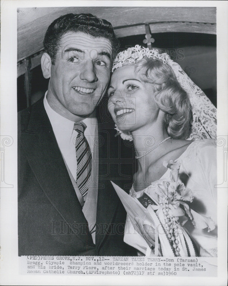 1960 Press Photo Don Bragg, an Olympic Champ marries Terry Fiore - Historic Images