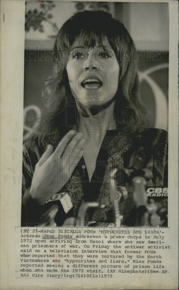 1973 Press Photo Jane Fonda addresses the press about POW&#39;s. - Historic Images