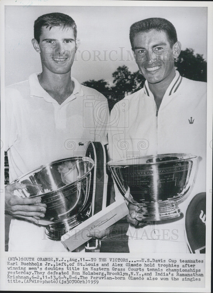 1959 Press Photo Earl Buchholz and Alex Olmedo, tennis champions. - Historic Images