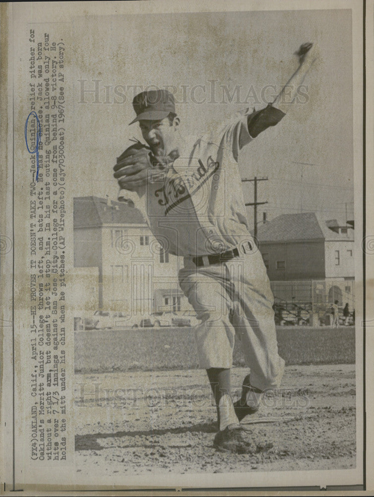 1967 Press Photo Jack Quinlan, pitcher - Historic Images