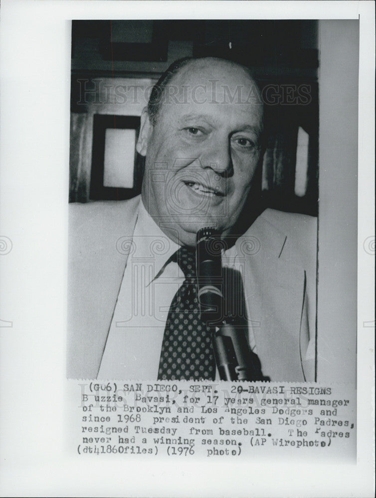 Press Photo Copy of 1976 Photo Buzzie Bavasi, Manager, Dodgers - Historic Images