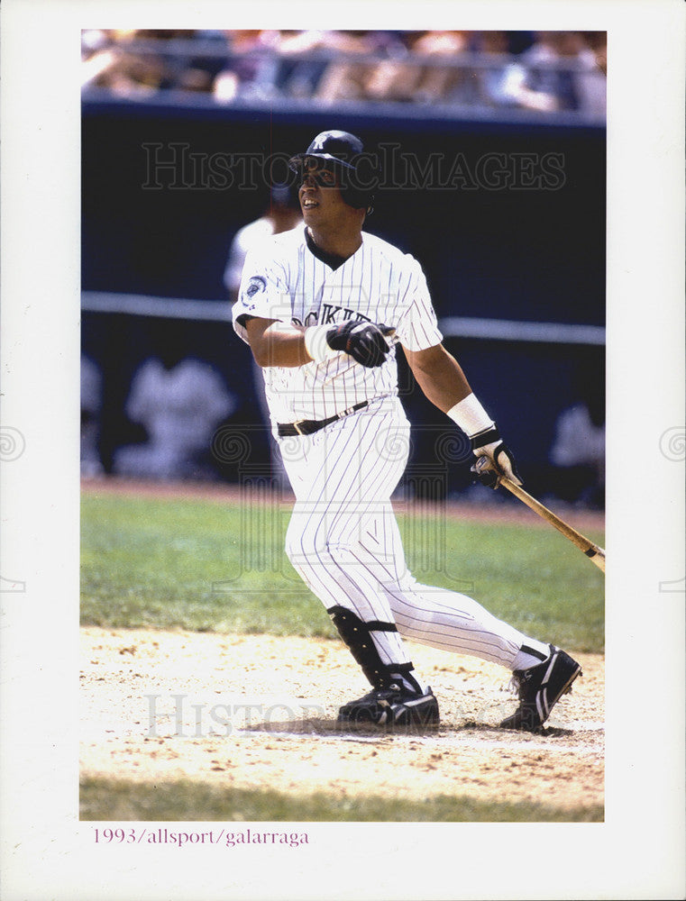 1993 Press Photo of Colorado Rockies&#39; Andres Galarraga batting - Historic Images