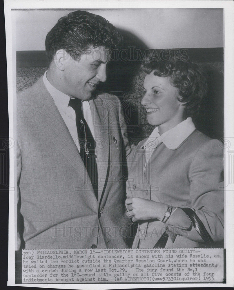 1955 Press Photo Joey Giardello Found Guilty of Assault on Gas Station Worker - Historic Images