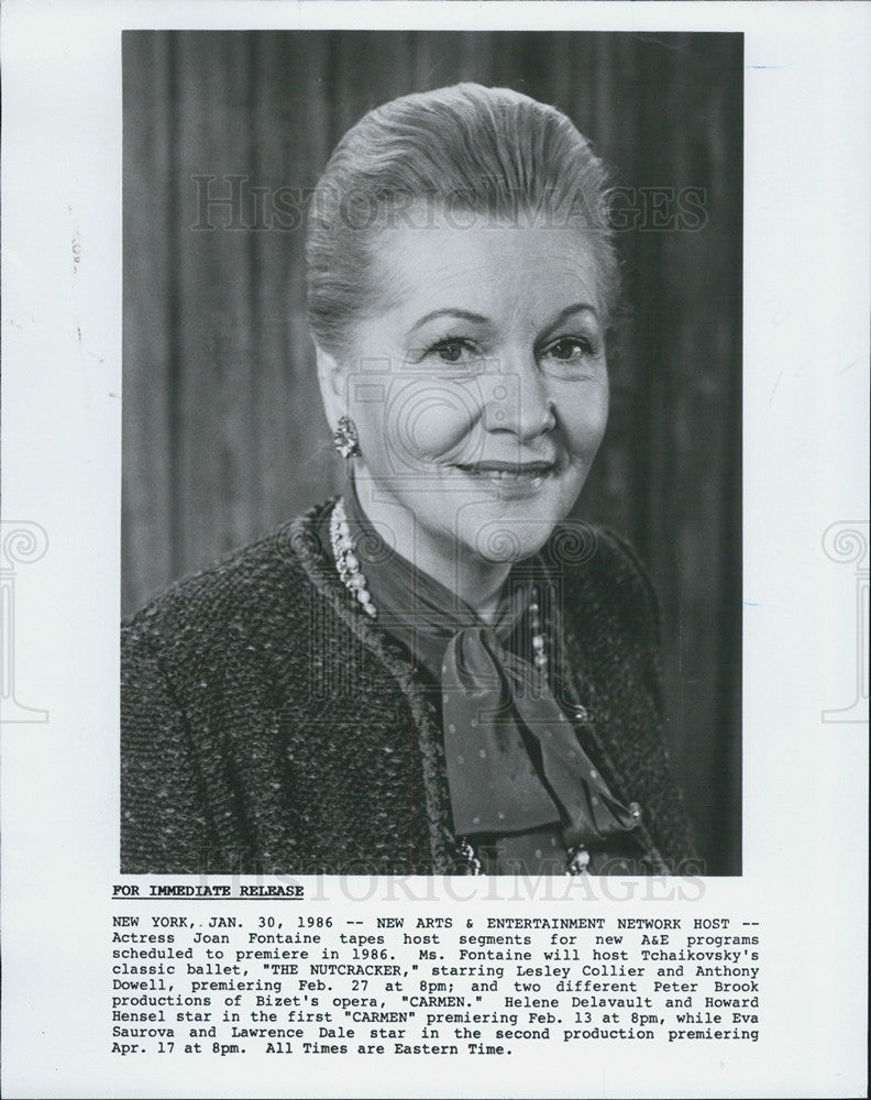 1986 Press Photo Actress Joan Fontaine The Nutcracker Movie - Historic Images