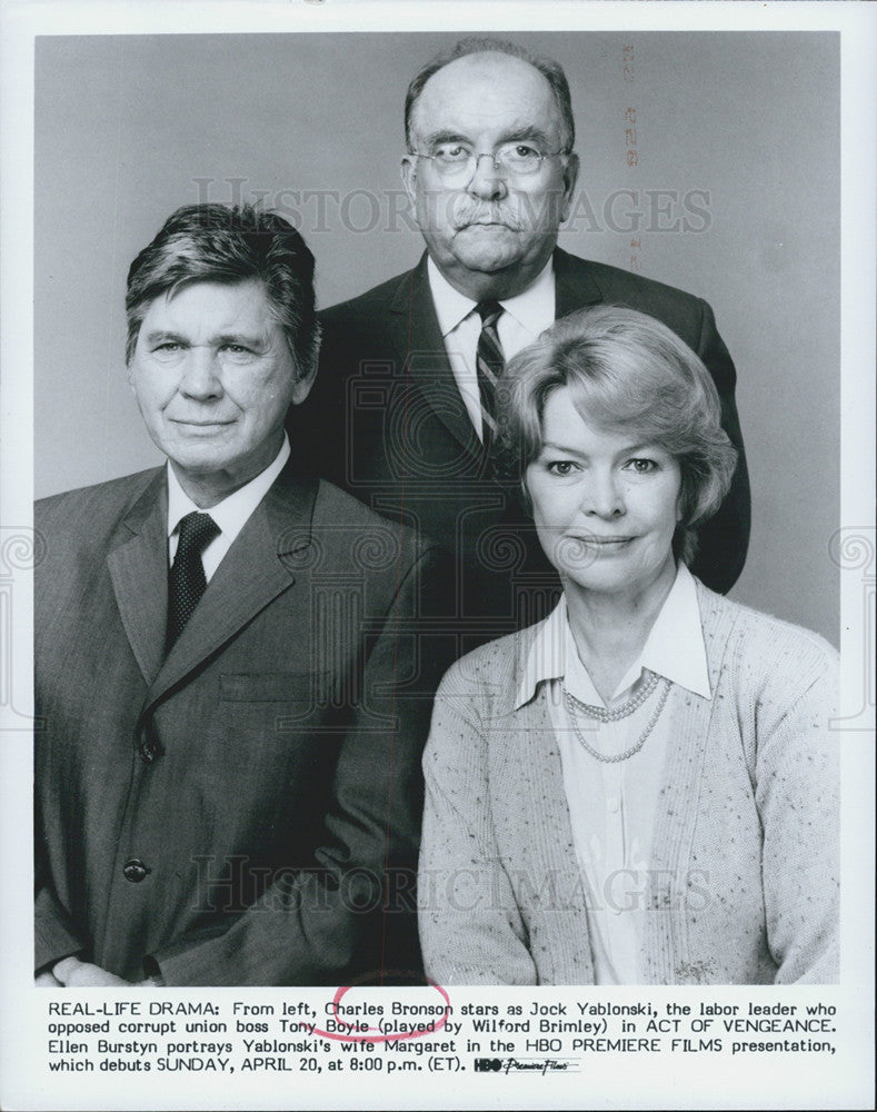 1974 Press Photo Charles Bronson, Ellen Burstyn &Wilford Brimley in "Act of - Historic Images
