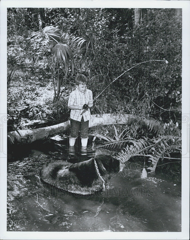 Press Photo Clint Howard and Ben from &quot;Gentle Ben&quot; TV Series - Historic Images