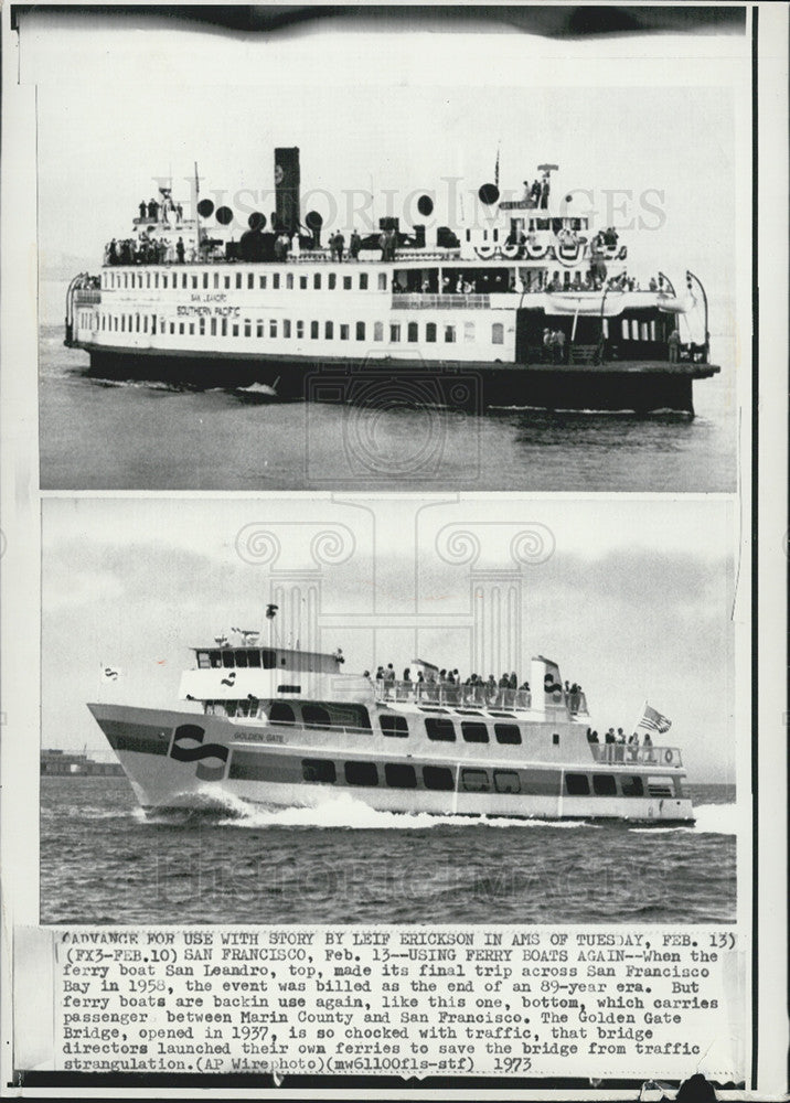1973 Press Photo San Leandro Ferry boat, and others in San Francisco. - Historic Images
