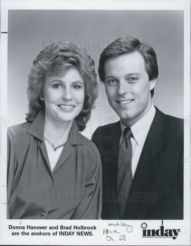 1985 Press Photo News Anchor Donna Hanover and Brad Holbrook - Historic Images